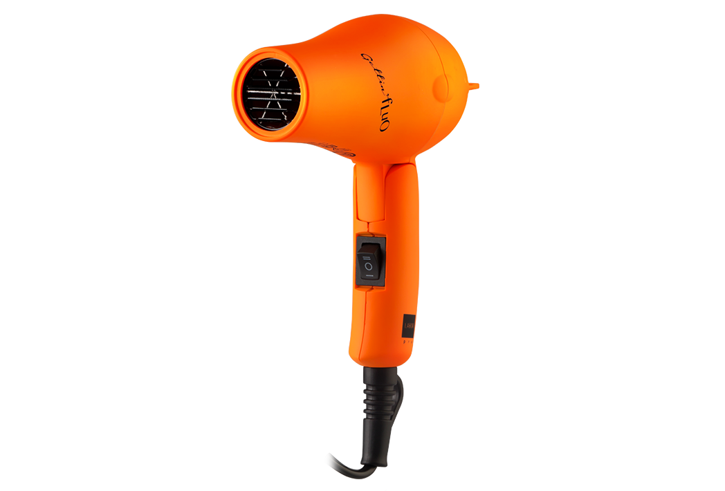mini travel hair dryer gettin fluo orange