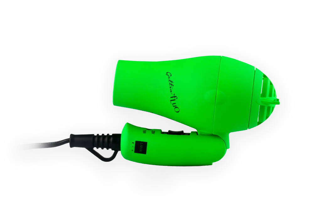 mini travel hair dryer gettin fluo green
